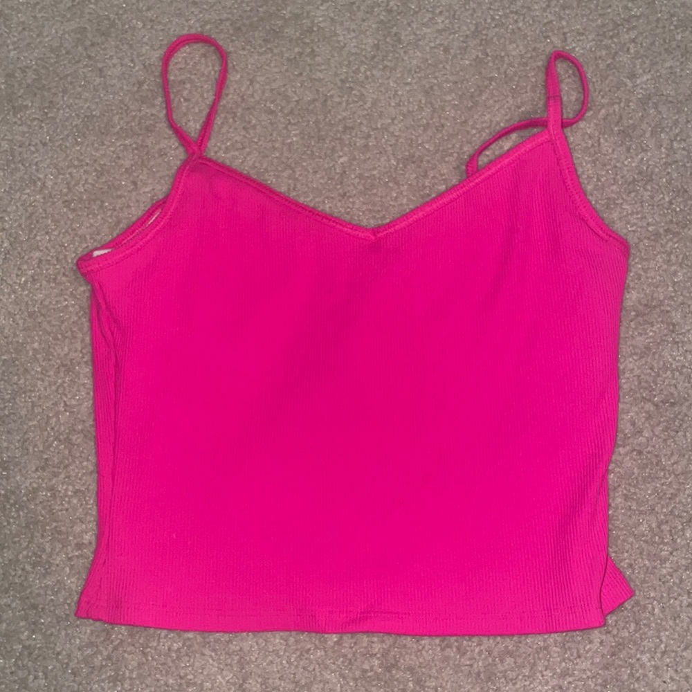 Hot pink athletic ribbed crop, AS
